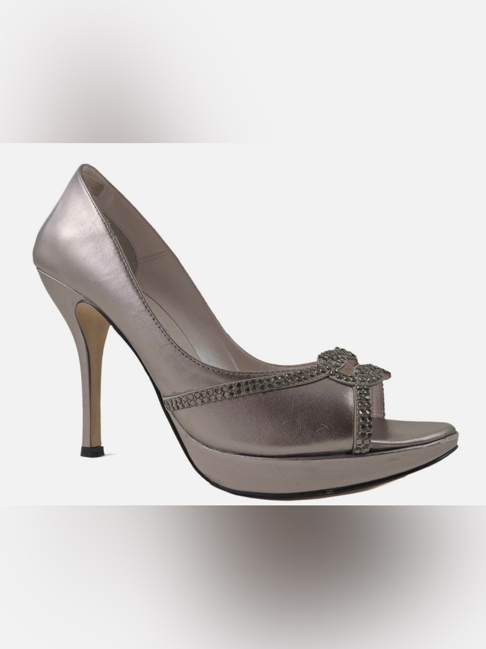 Caparros Metallic Rose Heels with Crystal-Trim Peep Toe 6 1/2